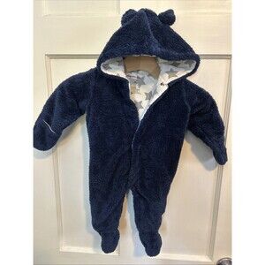 Magnetic Me Fleece Pram Bear One Piece Winter Suit Baby 0-3 Months Blue Fuzzy